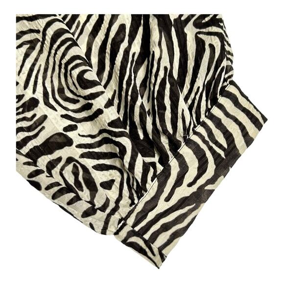 Samsoe Samsoe Dorothe Chocolate Brown  Zebra Print Tie Neck Blouse Large - Picture 9 of 13